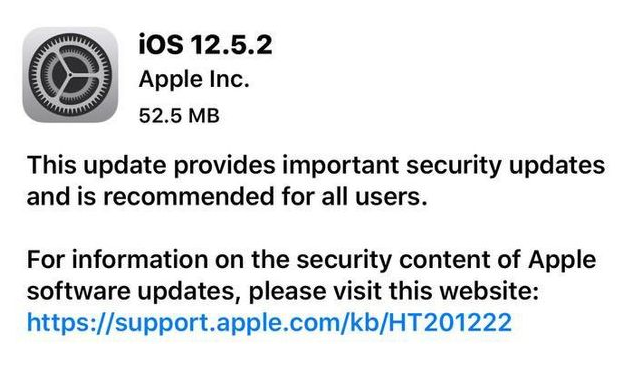 融水苹果手机维修分享iOS12.5.2发布，建议所有老苹果用户安装 